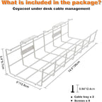 Under Desk Cable Management- 6 Pack Cord Organizer. Metal Wire Cable Management Tray for Office, Studio and Home. Super Sturdy Under Table Cable Managements - White Cable Organizer
