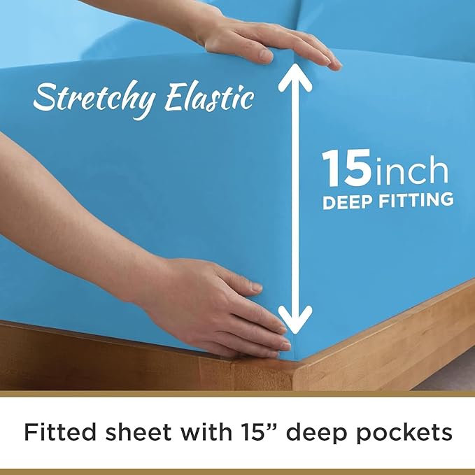 Ultra Soft Microfiber Full XL Fitted Sheets – 1800 Thread Count, Deep 15” Pocket - Image 3