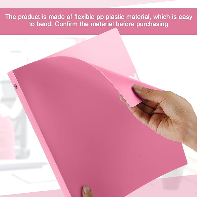 Henoyso 16 Pcs 3 Ring Binder 0.5 Inch Round Fits Letter Size 8.5'' x 11'' Paper Plastic Flexible Binder Bulk Holds 140 Sheets with 1 Pockets Versatile Organizer for Home Office School (Pink)