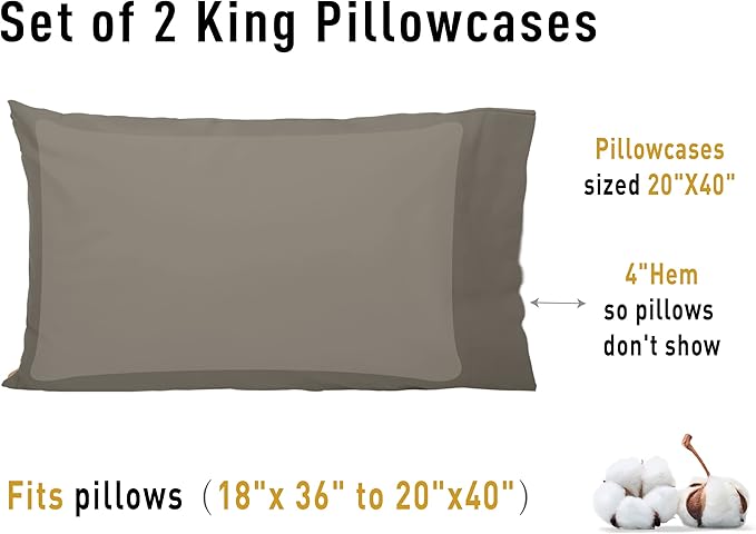 Sunflower King Pillowcases Set of 2, 100% Cotton King Size Pillow Cases 2 - Image 8