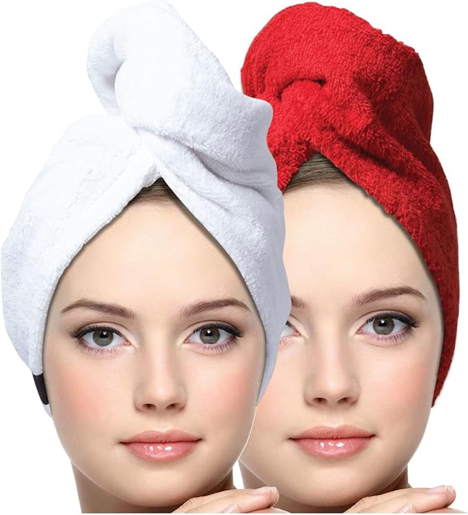 KEEPOZ Hair Towel Wrap Quick Dry 100% Cotton Super Absorbent Turban Head Wrap by KEEPOZ
