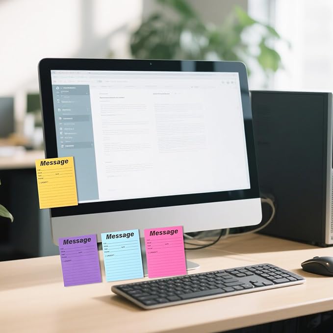 9 Pcs Colorful Phone Message Pad, 5.1×3.9 Inch Message Sticky Notes, Self-Adhesive Sticky Notes, Fluorescent Color Telephone Note for Office School Home, 50 Sheets/Pack (9 Colors)