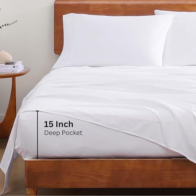 LANE LINEN Eco Friendly 100% Organic Cotton Queen Sheet Set, Soft & Comfy Fully - Image 5