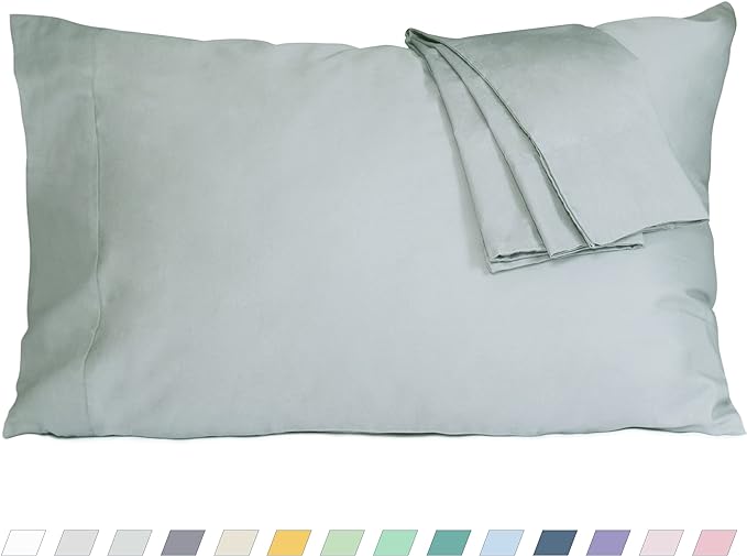 Pillow Cases, King Size Cotton Percale Weave Pillowcases, Pre-Shrunk Breathable by HOMTEC