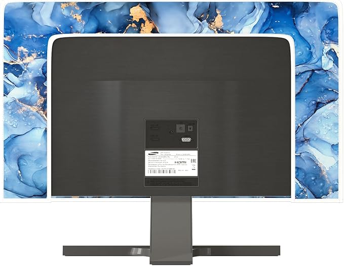 Baocicco Navy Blue Gold Marble Waterproof TV Dust Cover 40, 41, 42，43 Inch Creative Texture Grain Television Screen Cover Abstract TV Display Protectors Protective LED LCD OLED TVs Dust-Proof