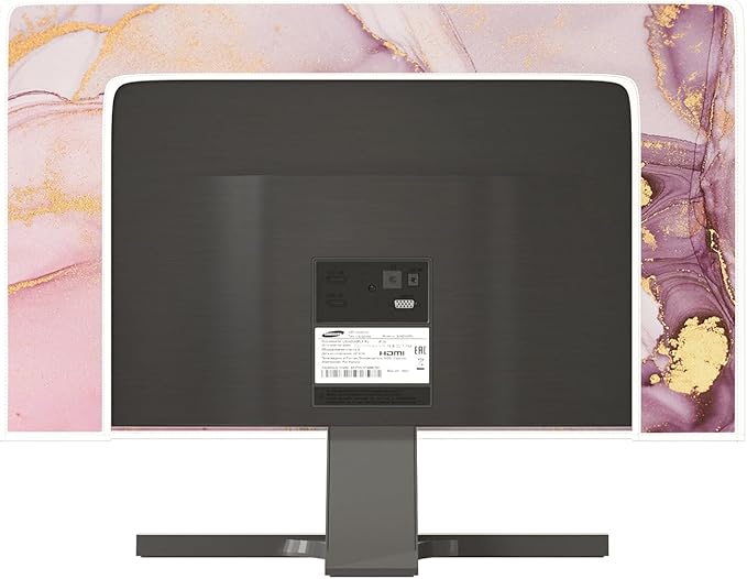 Baocicco Pink Gold Marble Computer Monitor Dust Cover 22, 23, 24, 25 Inch Decorative Modern Laptop Computer Cover for Home Office Decorative Texture Dust Proof Monitor Covers for Computer Screen
