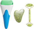 Chikoni 3 in 1 Ficial Face Ice Jade Roller and Gua Sha Tool, 100% Natural Real by Chikoni