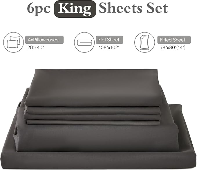 ILAVANDE King Size Sheets Set 6 Piece, Hotel Luxury Super Soft 1800 Series - Image 7