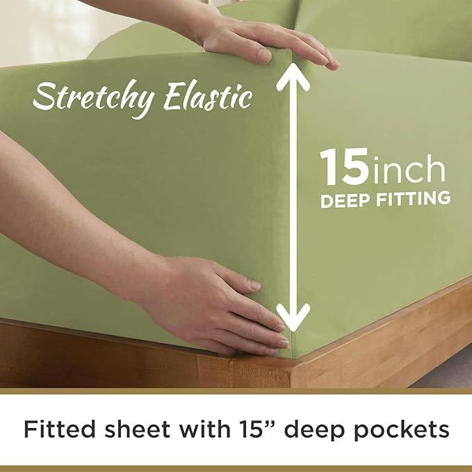 Ultra Soft Microfiber Full XL Fitted Sheets – 1800 Thread Count, Deep 15” Pocket - Image 4