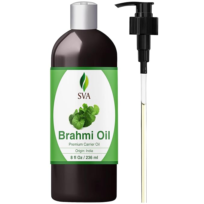 SVA Brahmi Oil - 8 Fl Oz – 100% Natural Cold Pressed Brahmi Oil - by SVAORGANICS