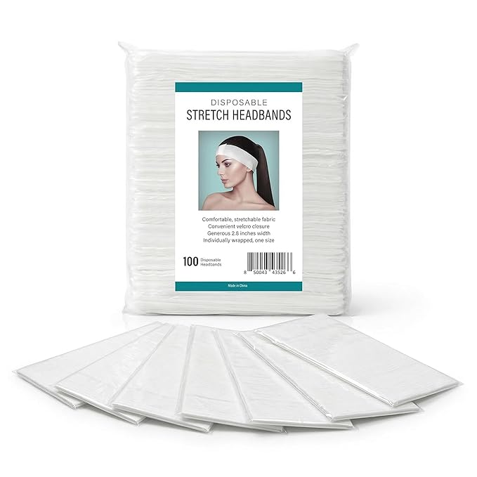 APPEARUS Disposable Stretch Facial Headbands, Snag-Free Adhesive Tab Closure - Image 9