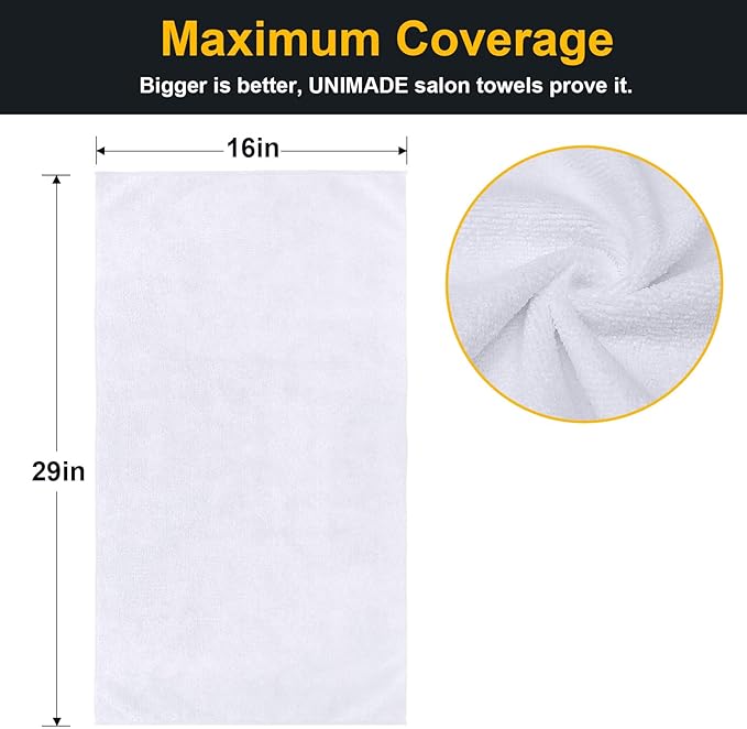 UNIMADE Salon Towels 2 Pack, Super Soft Microfiber Hand Towel, Highly Absorbent - Image 2