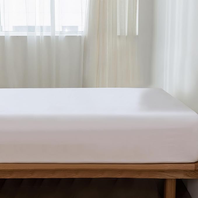 MooMee Fitted Bottom Sheet Only 100% Washed Cotton Linen Like Textured - Image 2