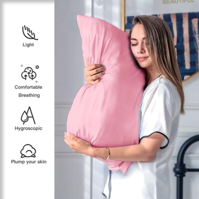 Silk Pillow Cases 2 Pack, Soft Breathable and Sliky Queen Size Pillow Cases Set - Image 3