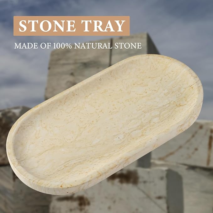 Koville Natural Marble Tray for Home Decor, Stone Perfume Organizer Jewelry - Image 4