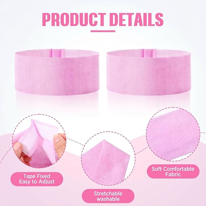 Waydress 140 Pieces Disposable Spa Facial Headbands - Image 3