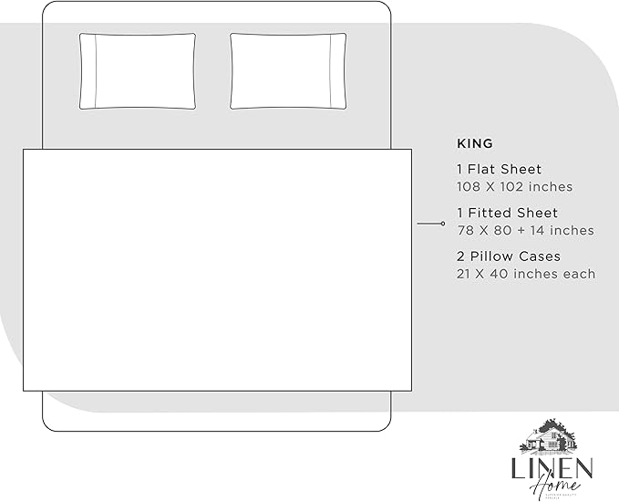 Linen Home 100% Cotton Percale Sheets King Size, Dove Grey, Deep Pocket - Image 6