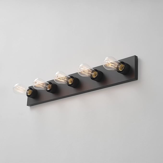 Globe Electric 5-Light Vanity Light, Matte Black, Modern Glam, Bathroom Fixture - Image 6
