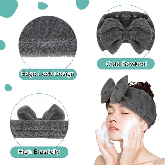 Shintop Makeup Headband Soft Carol Fleece Spa Headband - Image 4