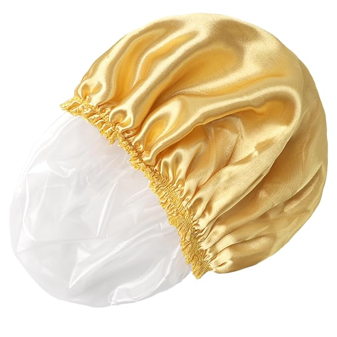4 PCS Shower Cap for Women, Elastic and Reusable Bath Caps, Double Layers - Image 7