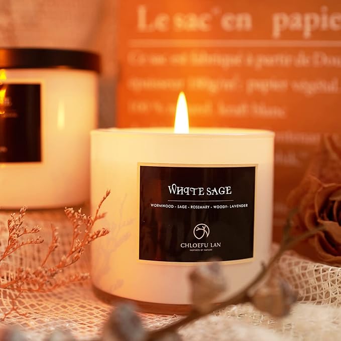 Chloefu LAN White Sage Candle for House Energy Cleansing and Chakra - Image 5