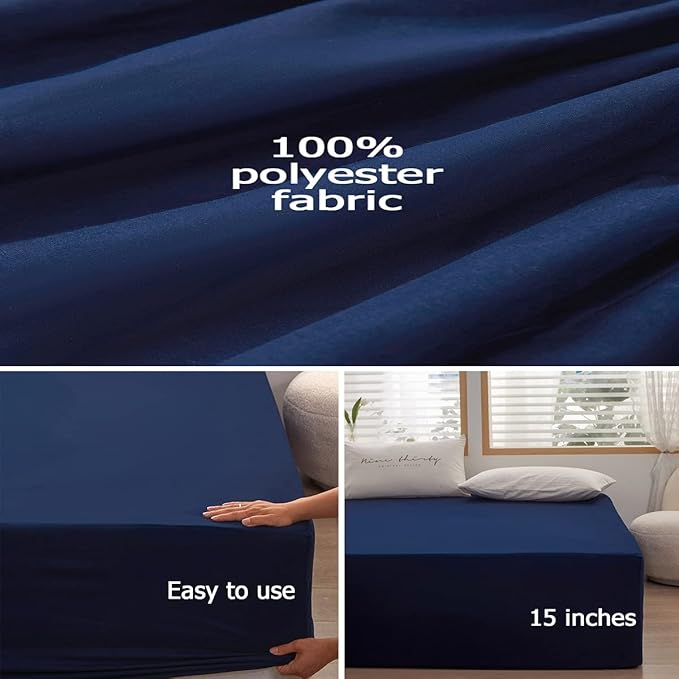 Bedding 1piece Queen Fitted Sheet Only-Queen Size Deep Pocket Bottom Fitted - Image 3