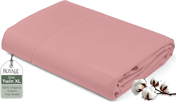 Royale Linens 100% Organic Cotton Twin XL Flat Sheet Only by ROYALELINENS