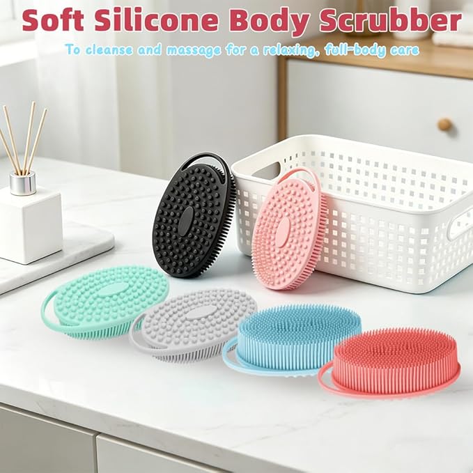 Silicone Body Scrubber 3 Pack Silicone Loofah Exfoliating Body Scrubber Soft - Image 5