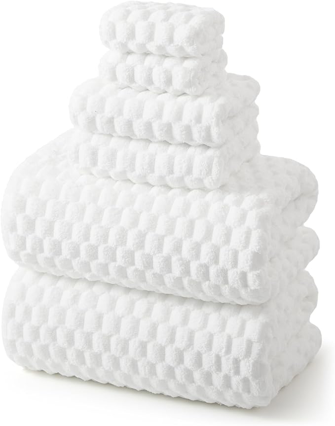 REDKISS White Microfiber Towels Set of 6-35x70 Inches Oversized Bath Sheets by REDKISSOnline