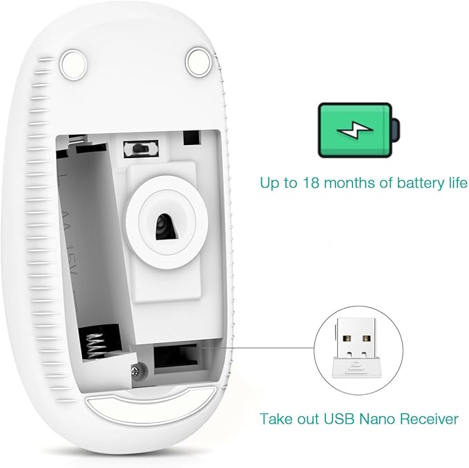 VssoPlor Wireless Mouse, 2.4G Slim Portable Computer Mice with Nano Receiver for Notebook, PC, Laptop, Computer-Black and White