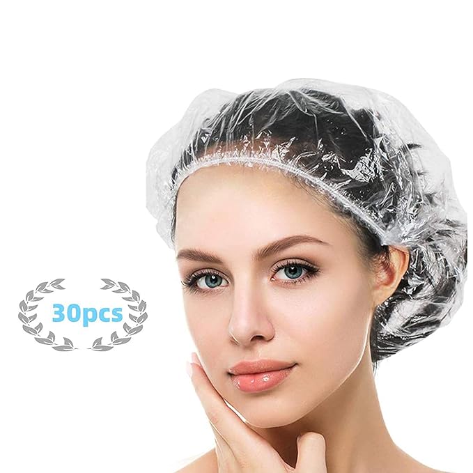 YIZIJIZI 30PCS Disposable Shower Caps, Large Thick Clear Waterproof Shower Cap by YIZIJIZIOriginalShowercapFactory