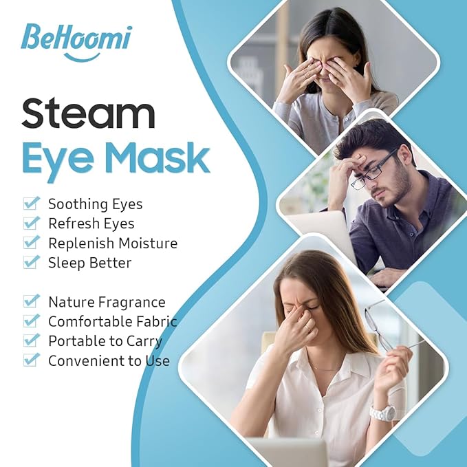 BeHoomi Steam Eye Mask, Self Heating Disposable SPA Warm Compress - Image 4