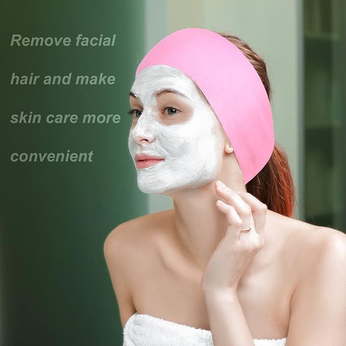 128 Pieces Disposable Spa Facial Headbands Stretch Non-Woven Headband Soft Skin - Image 4