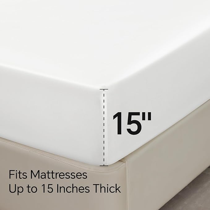 BEDELITE California King Sheets Set, Luxury Soft White Satin Sheets - Image 6