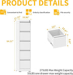 Reegangfa 5 Drawer File Cabinet with Lock, 18" D Metal Vertical Filing Cabinets, Steel File Storage Cabinets for Home Office, Hanging A4 Legal/Letter Size Narrow File Cabinet, Assembly Required