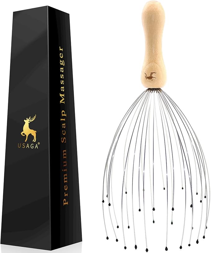 USAGA 32 Fingers Head Massager, Head Scratcher Scalp Massager, Stocking by USAGA