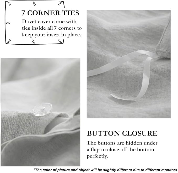 Simple&Opulence 100% French Flax Linen Duvet Cover Set - Image 3