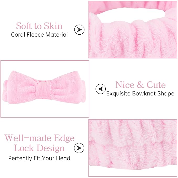Casoty Pink 6 Pcs Spa Headband, Hair Band - Image 3