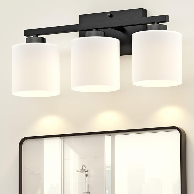 Honesorn Bathroom Light Fixtures Black, 3-Light Bathroom Vanity Light Over by Honesorn