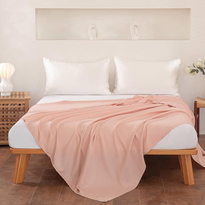 Queen Flat Sheet Only， 90x102Inch Lotus Pink - Image 2