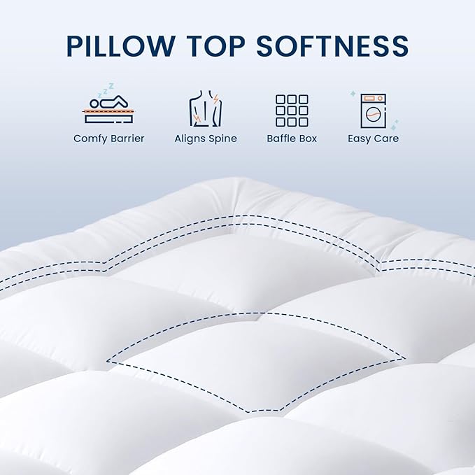 YUGYVOB Mattress Pad Extra Thick, and Breathable Twin XL Mattress Topper 8-21" - Image 2
