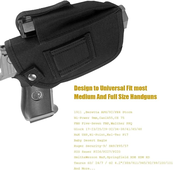Concealed Carry Gun Holster with Mag Pouch Fits Handgun with Laser Light Mounted IWB OWB Ambidextrous Use by Convertible Clip