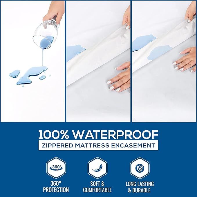 Utopia Bedding Mattress Protector Zippered Full XL Size, 100% Waterproof Bed - Image 3