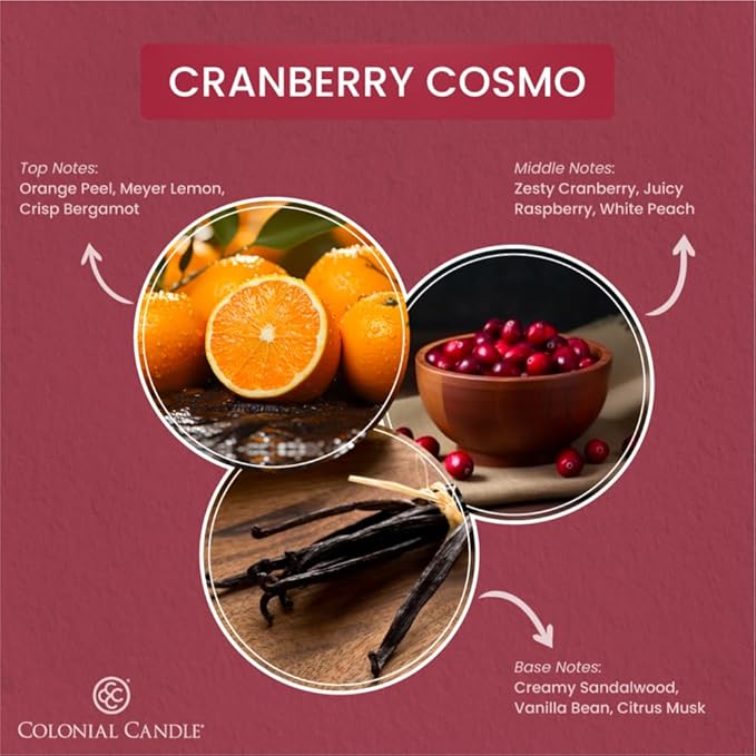 Colonial Candle Cranberry Cosmo Scented Jar Candle, 2 Wick, 3.5 oz, Mottled Wax - Image 2