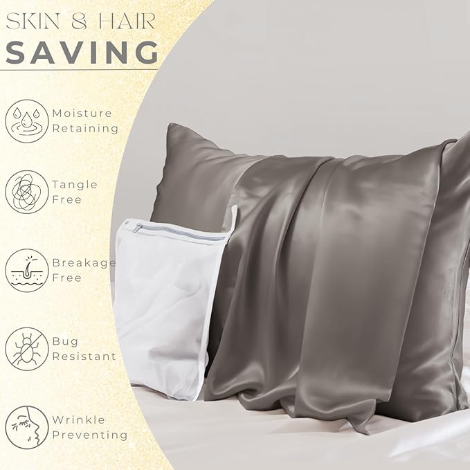 PROMEED 100% Silk Pillowcase 2 Pack, Zipper Closure, 23 Momme 3rd Gen Grade 6A+ - Image 3