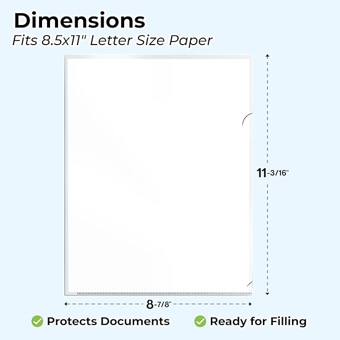 Dunwell Clear Folders for Documents, Plastic 8.5x11 File Sleeves for Document Protection, Filing, Storage, Organization (6 Pack) Transparent Folders with Pockets, Durable Letter Size Document Holder