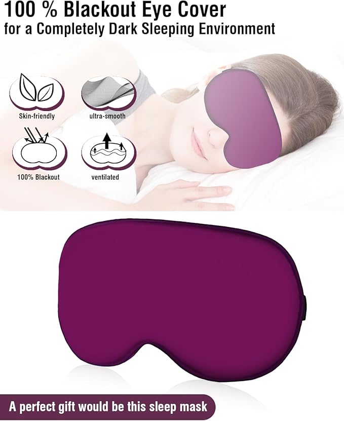 Silk Sleep Mask for Women Man, Thicken Eye Mask for Sleeping, Breathable Eye - Image 4