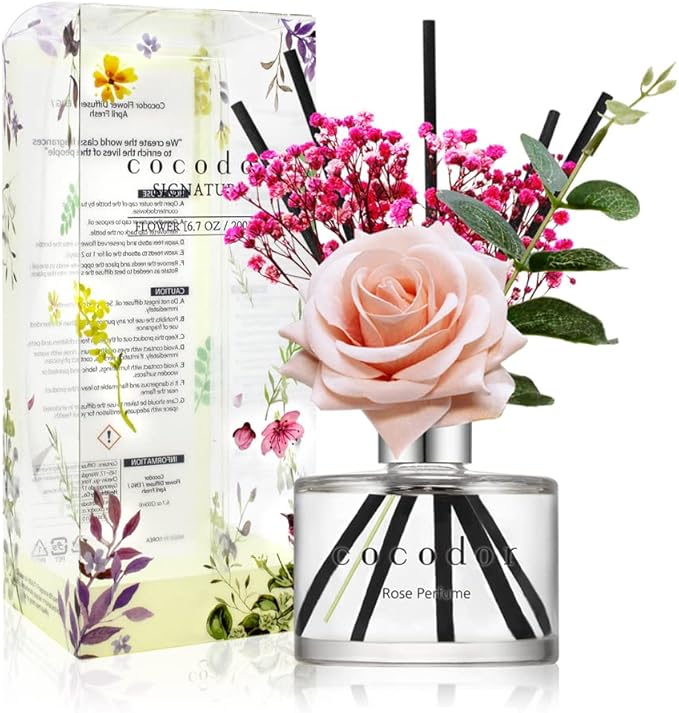 COCODOR Rose Reed Diffuser Set / 6.7oz / Rose Perfume/Scent Diffuser by COCODOR