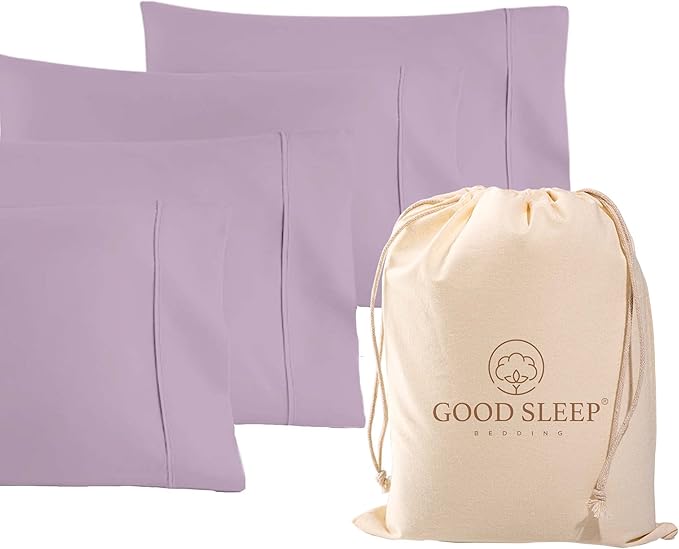 1000 TC Lavender Standard Pillowcases Set of 4 100% Egyptian Cotton Pillow Cases by GoodSleepBedding