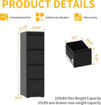 Reegangfa 4 Drawer File Cabinet with Lock, 18" D Metal Vertical Filing Cabinets, Steel File Storage Cabinets for Home Office, Hanging A4 Legal/Letter Size Narrow File Cabinet, Assembly Required